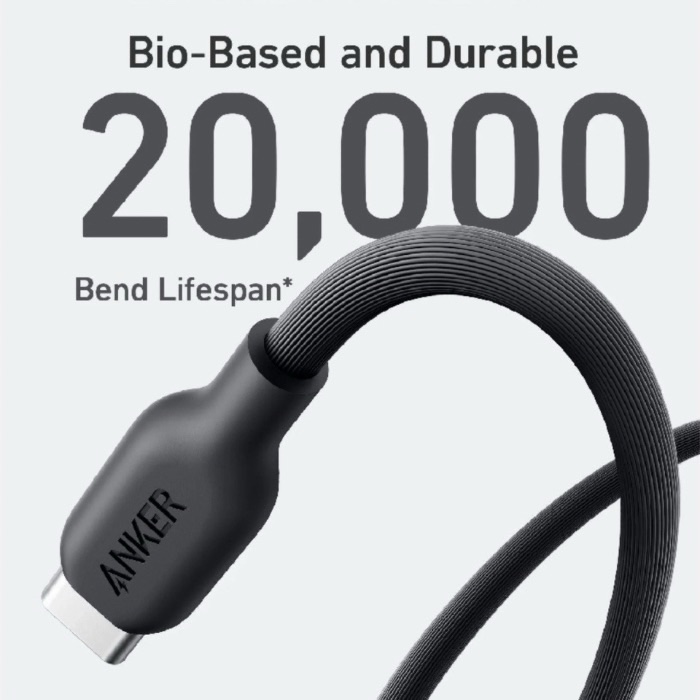 Anker 544 USB-C to USB-C Bio-Based Cable, 140 W, 3ft/0.9 m, Black, A80F1H11 - Image 2