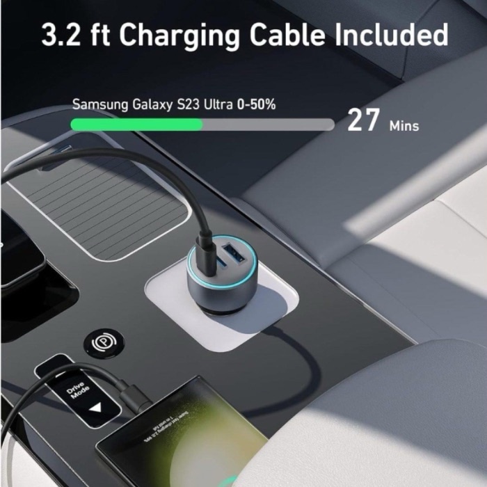 Anker 335 Car Charger 67W with USB-C TO USB-C Cable – Black B2736H11 - Image 3