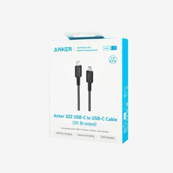 Anker 322 USB-C to USB-C Cable 6ft, Nylon A81F6H11 Black - Image 4