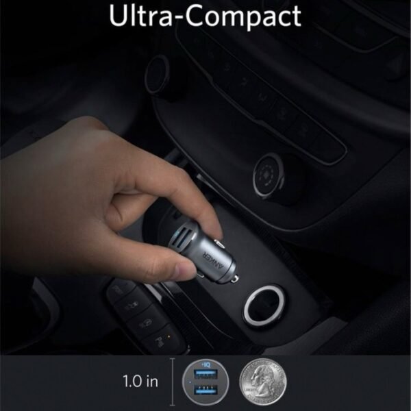 Anker PowerDrive 2 Alloy Metal Mini Car Charger A2727H12 Black - Image 3
