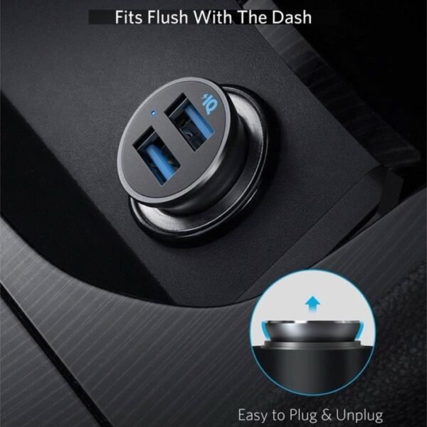 Anker PowerDrive 2 Alloy Metal Mini Car Charger A2727H12 Black - Image 2
