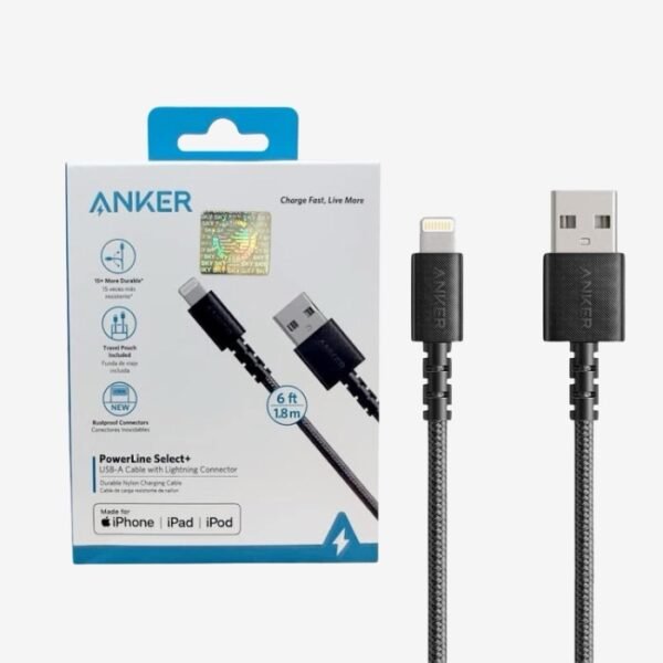 Anker PowerLine Select+ USB Cable with Lightning connector 6ft- A8013H12-Black - Image 4