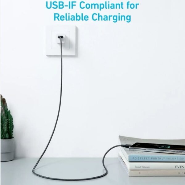 Anker 322 USB-A to USB-C Braided Cable, 3ft/0.9 m, Black, A81H5H11 - Image 2