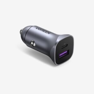 Ugreen Car Charger 30W USB-A + USB-C Dual Port Car PD 3.0/QC 3.0 Charger (UG-CC-DUAL-CD130-30W-GRY) - Grey