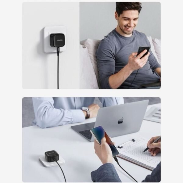 UGreen USB-C 20W PD Charger with  USB-C to Lightning Cable 1m - Black - Image 2
