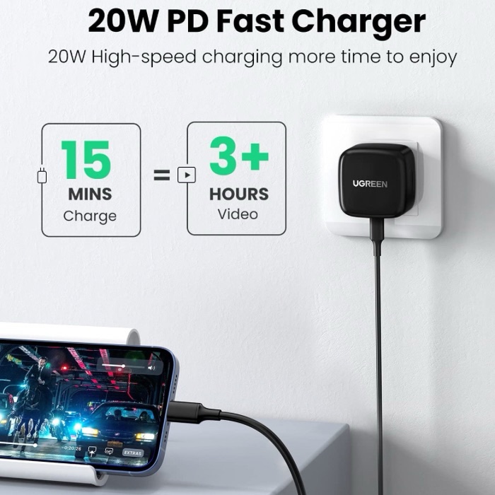Ugreen 20W PD Fast Charger – Black - Image 3