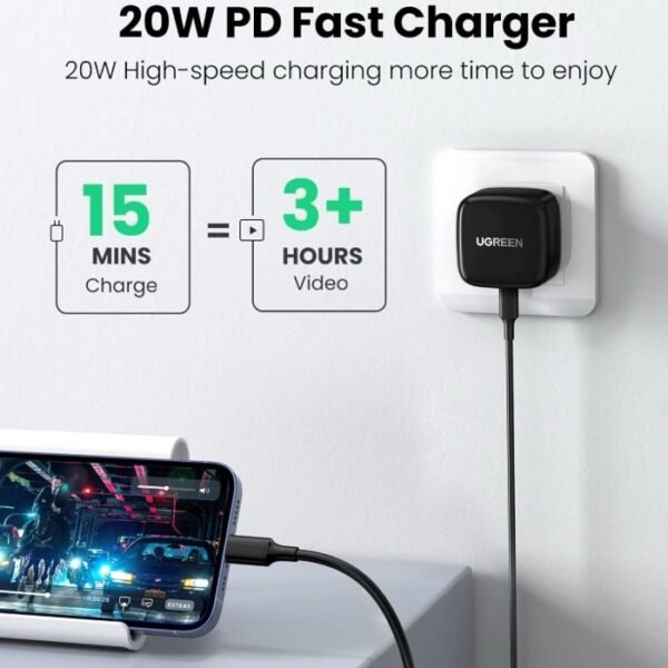 Ugreen USB-C 20W PD Adapter CD13750339– Black - Image 3