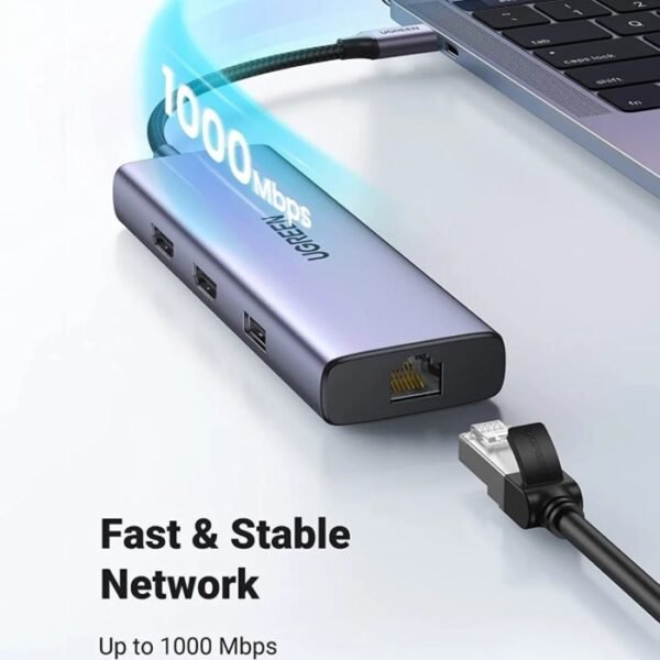 Ugreen 9-In-1 CM490 Hub USB-C 2X USB-A 3.0 USB-A 2.0 2X HDMI 4K/60Hz SD/Tf RJ45 Adapter - Image 2