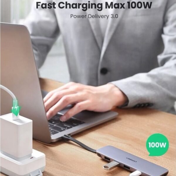 Ugreen 10Cm Gray USB C 5-In-1 Multifunction Adapter With 3 Ports CM285 - Image 4