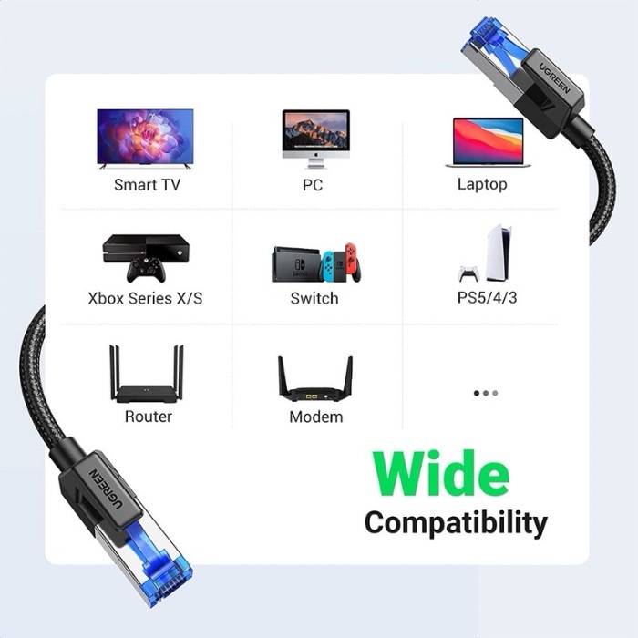 UGREEN CAT8 Shielded Round Braided Cable Modular Plugs 3M NW153 - Image 5