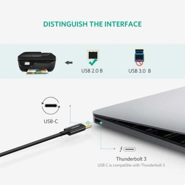 Ugreen US241 USB-C to USB 2.0 Print Cable 2M - Image 4