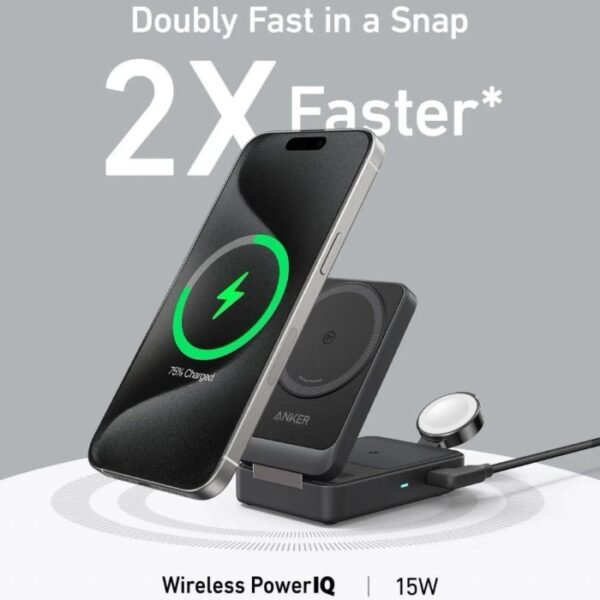 Anker MagGo 15W 3-in-1 Wireless Charger, B2557211 Black - Image 3
