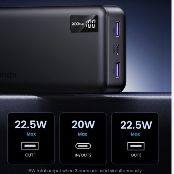 Ugreen Power Bank 20000mAh Grey PB312 - Image 3