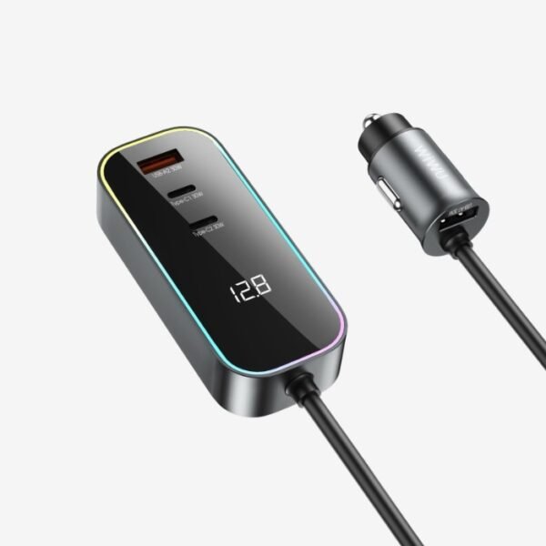 WIWU WI-QC014 120W PD+QC Kirstie Extend Fast Car Charger Multi-Port Black - Image 2