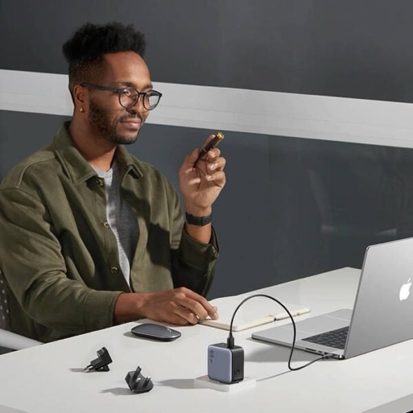 Ugreen USB-A + 2 USB-C 65W GaN Charger with Interchangeable UK/US/EU Plugs CD296 BLK - Image 2