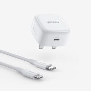 UGREEN PD 20W Fast Wall Charger+ USB-C To Lightning Cable 1M - White