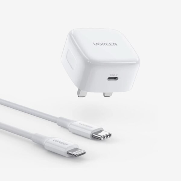UGREEN PD 20W Fast Wall Charger+ USB-C To Lightning Cable 1M - White