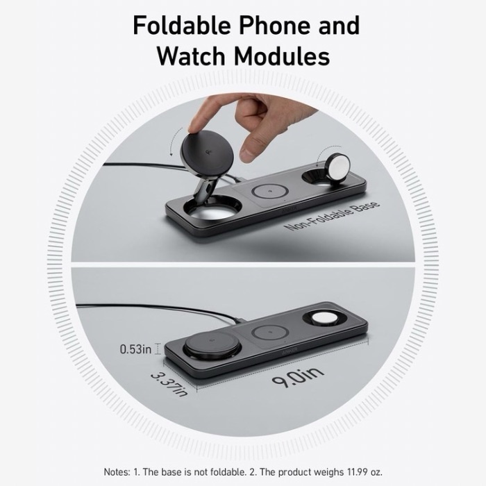 Anker 15W MagGo Wireless Charging Station 3-in-1 for Apple Devices B25M1211 - Image 6