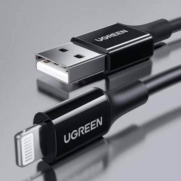 UGREEN USB-A Male to Lightning Male Cable Nickel Plating ABS Shell 2m - Black - Image 2
