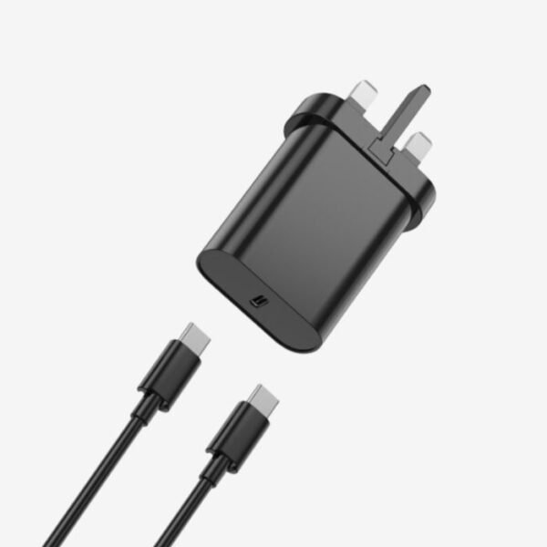 WIWU Quick Fast Charger UK 20W PD With Type-C To Type-C Cable - Black - Image 2
