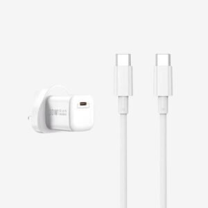 Wiwu Nano 2 In 1 Uk Fast Charger 30W With Type-C To Lightning Cable - White