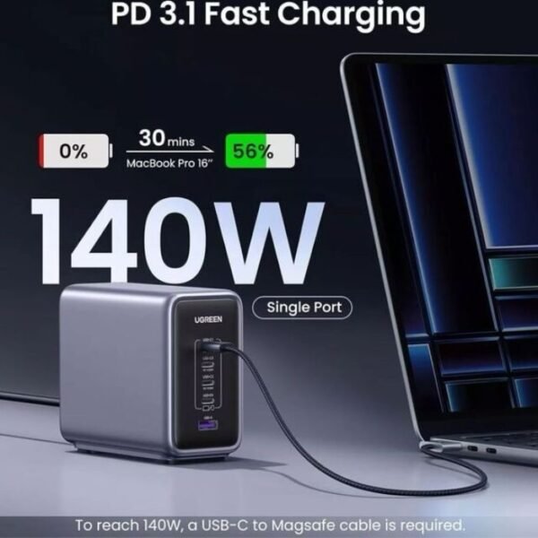 UGREEN Nexode GaN 300W 5 Ports Desktop Charging Station USB C CD333 - Black - Image 3