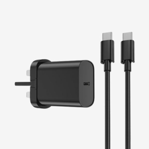 WIWU Quick Fast Charger UK 20W PD With Type-C To Type-C Cable - Black