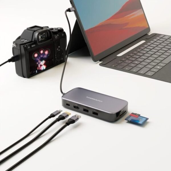 Powerology 256 GB USB-C Hub & SSD Drive All-in-one Connectivity & Storage PD 100W - Gray PWSDHB256 - Image 2