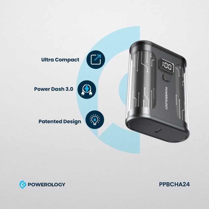 Powerology Crystalline Series Power bank 10000mAh PD 35W - Transparent/Grey PPBCHA24 - Image 4