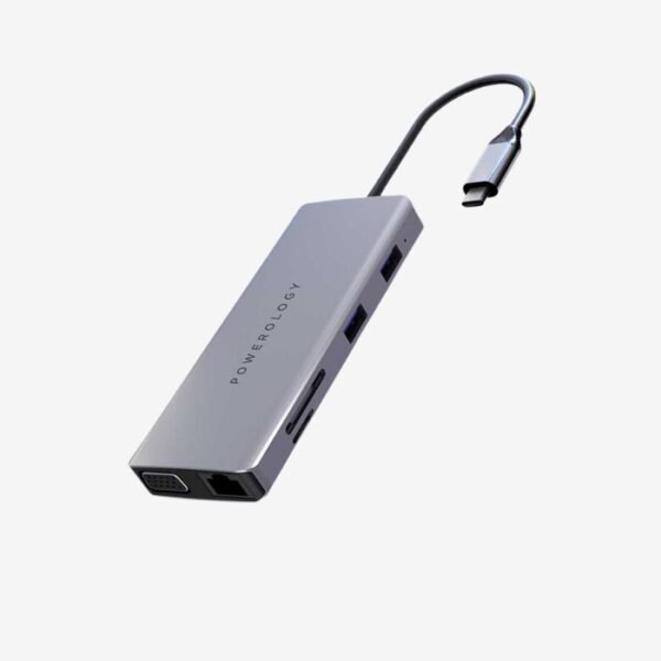 Powerology 11 In 1 USB C HUB Ethernet HDMI VGA 60W Fast Charge P21CHBGY - Image 2