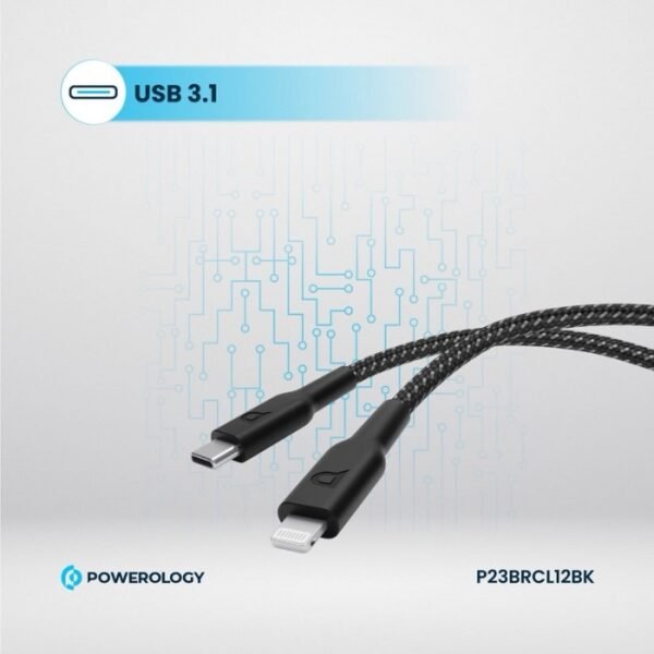 Powerology New Braided Type-C to Lightning Cable 1.2M PD 60W P23BRCL12 - Image 4