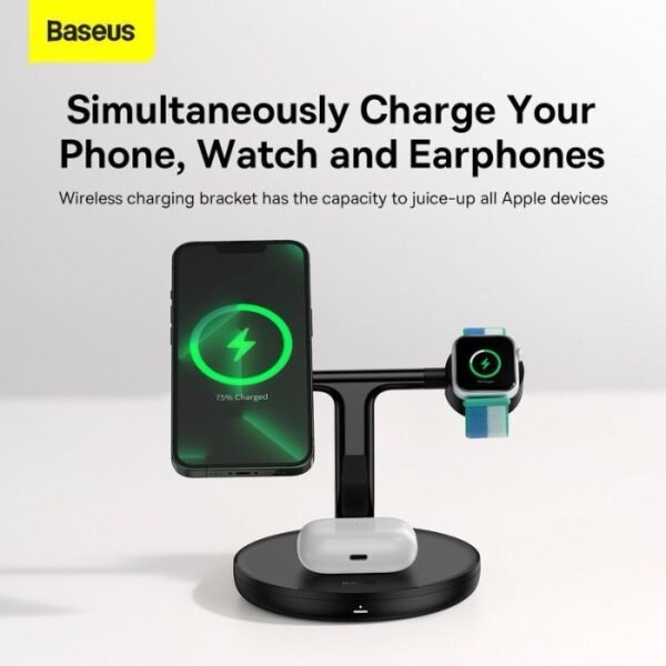 Baseus Swan 3-in-1 Wireless Magnetic Charging Bracket 20W - Black - Image 4