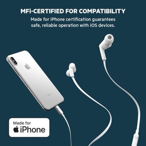 Belkin G3H0001btWHT RockStar In-Ear Lightning Headphones White - Image 4