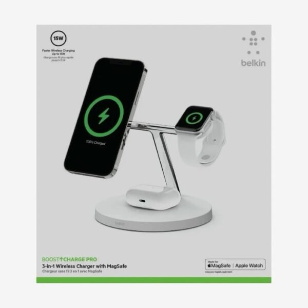 Belkin 3 In 1 15W Wireless Charging Stand White - Image 5