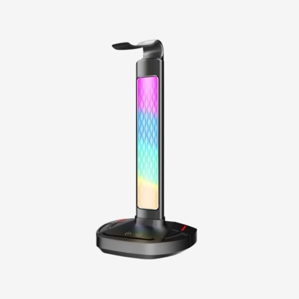 Porodo Gaming RGB Headphone Stand, Wireless Charging & USB-C Hub with Screen Lamp 5W PDX527 - Image 3