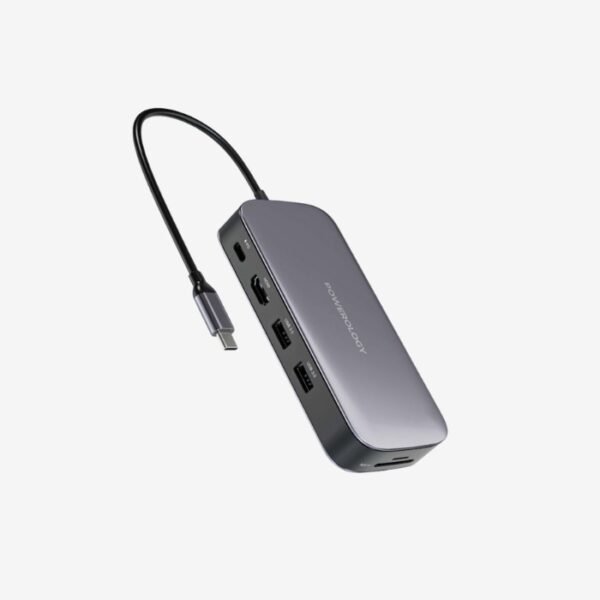 Powerology 256 GB USB-C Hub & SSD Drive All-in-one Connectivity & Storage PD 100W - Gray PWSDHB256