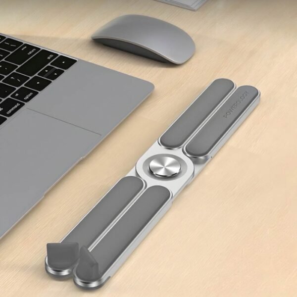 Powerology Adjustable Aluminium Alloy Portable and Foldable Laptop Stand - Silver PWAALPFL - Image 2
