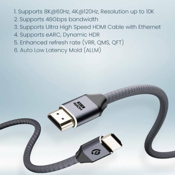 Powerology 8K HDMI Braided Cable 2M - Image 3