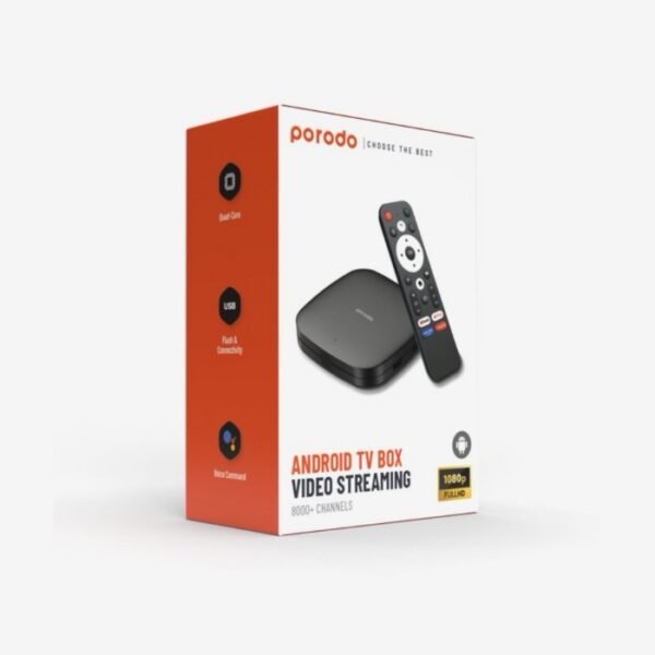 Porodo Android TV Box 1080P 2GB RAM 8GB ROM Support 4K - Black - Image 3