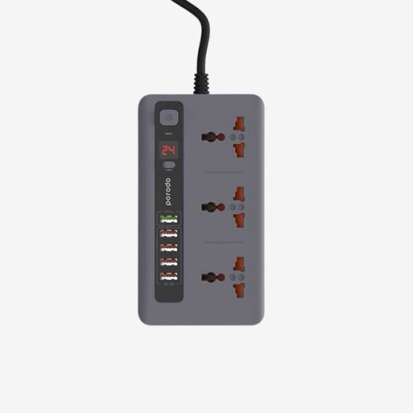 Porodo 4 USB Port 3.4A + 1 QC 3.0 with 3 Universal Power Sockets 10A PD-FWCH013 - Image 2