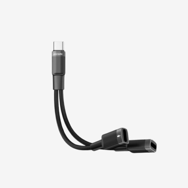 Porodo 2in1 Lightning to 2*Type C Jack Headphone and Charging Converter Adapter