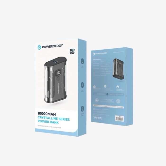 Powerology Crystalline Series Power bank 10000mAh PD 35W - Transparent/Grey PPBCHA24 - Image 5