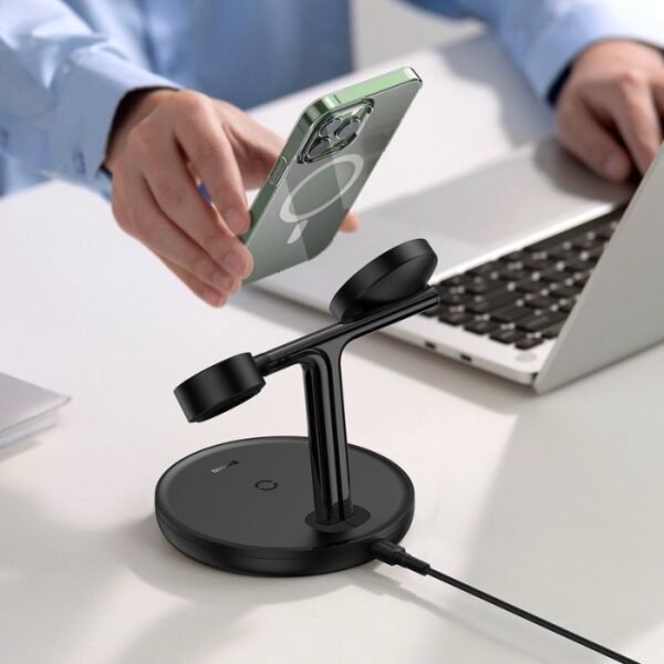 Baseus Swan 3-in-1 Wireless Magnetic Charging Bracket 20W - Black - Image 2