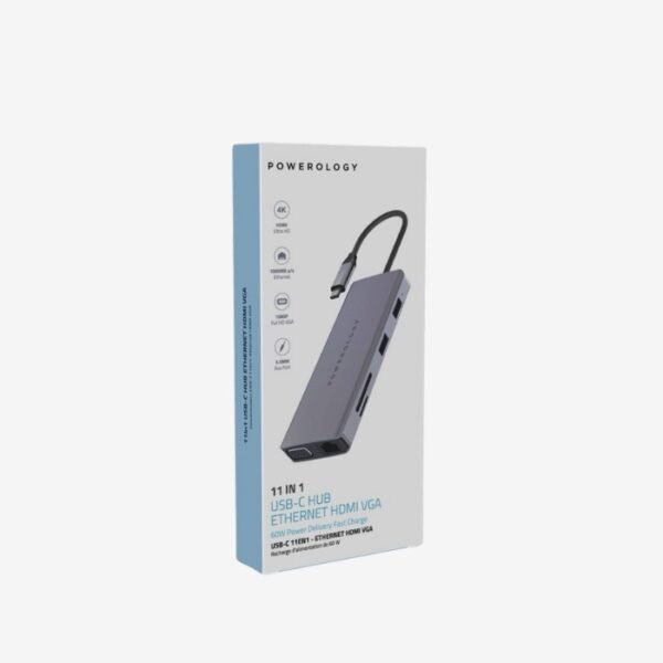Powerology 11 In 1 USB C HUB Ethernet HDMI VGA 60W Fast Charge P21CHBGY - Image 4