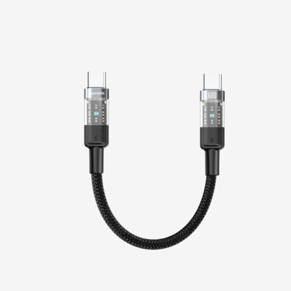 Porodo Braided 60W PD C to C Fast Charging Cable with Transparent Head 35cm