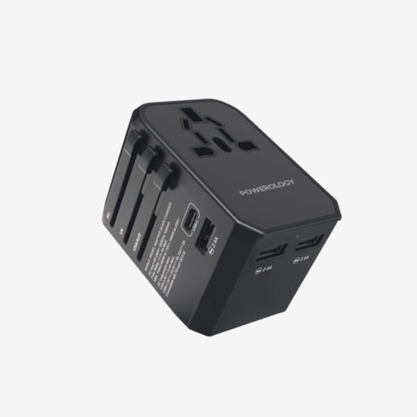 POWEROLOGY UNIVERSAL MULTI-PORT TRAVEL ADAPTER PD 45W 1 TYPE-C WITH 3X USB-A PORTS P45PDUTV