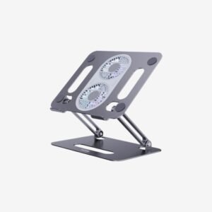 Porodo Alum. alloy Adjustable Laptop Stand with Cooling Fan- Grey