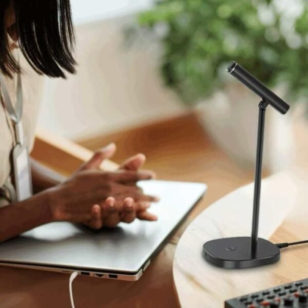 Porodo Desktop Tiltable USB Microphone with USB-C Data Cable - Black - Image 3