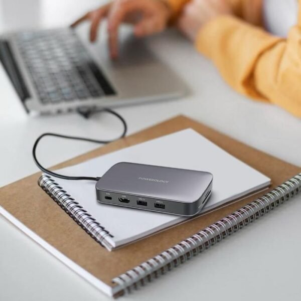 Powerology 256 GB USB-C Hub & SSD Drive All-in-one Connectivity & Storage PD 100W - Gray PWSDHB256 - Image 4