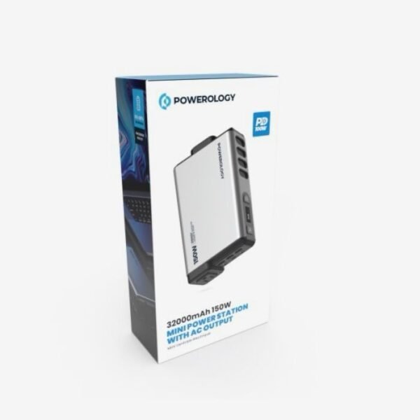 Powerology Mini Power Station with AC Output 150W 32000mAh PD 100W - Gray - Image 5